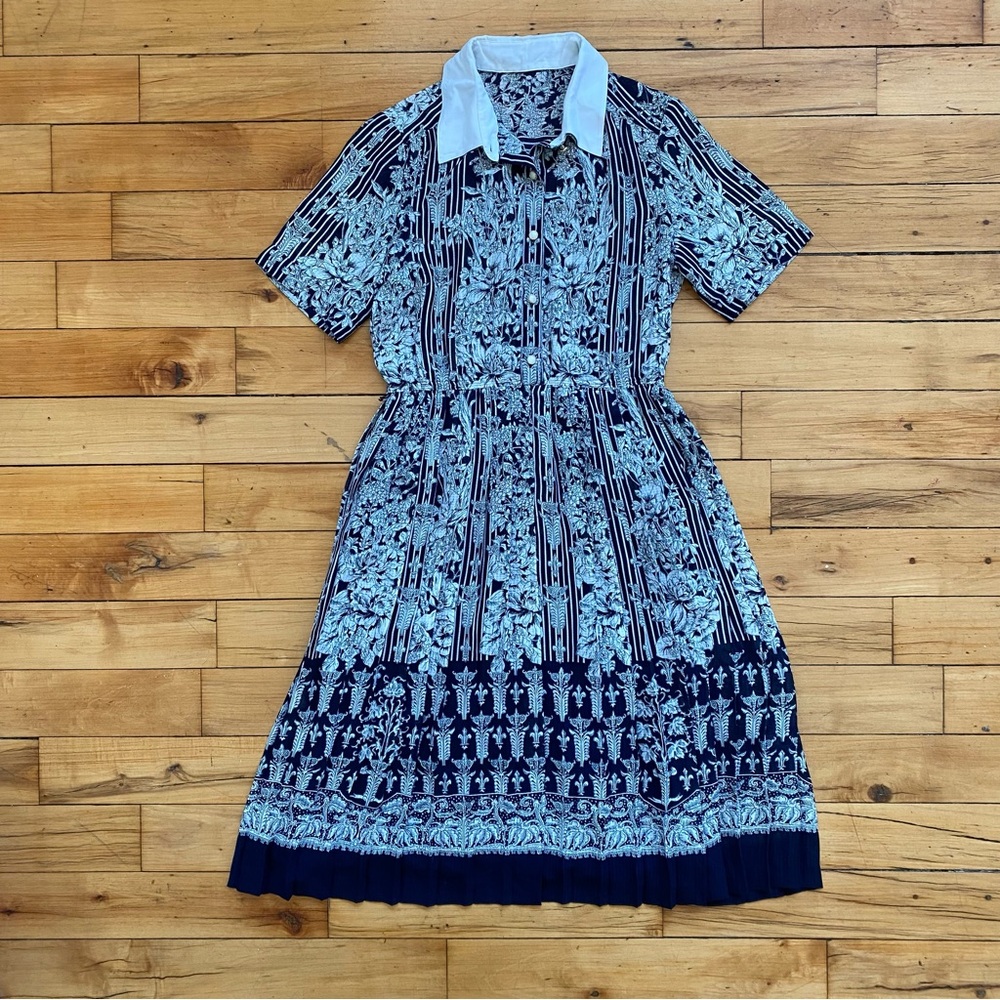💙 Vintage Navy and White Midi Dress - Size Medium